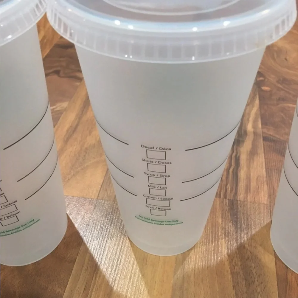 New, set of 4 Starbucks reusable cold cups, 24oz tumblers reusable straw coffee